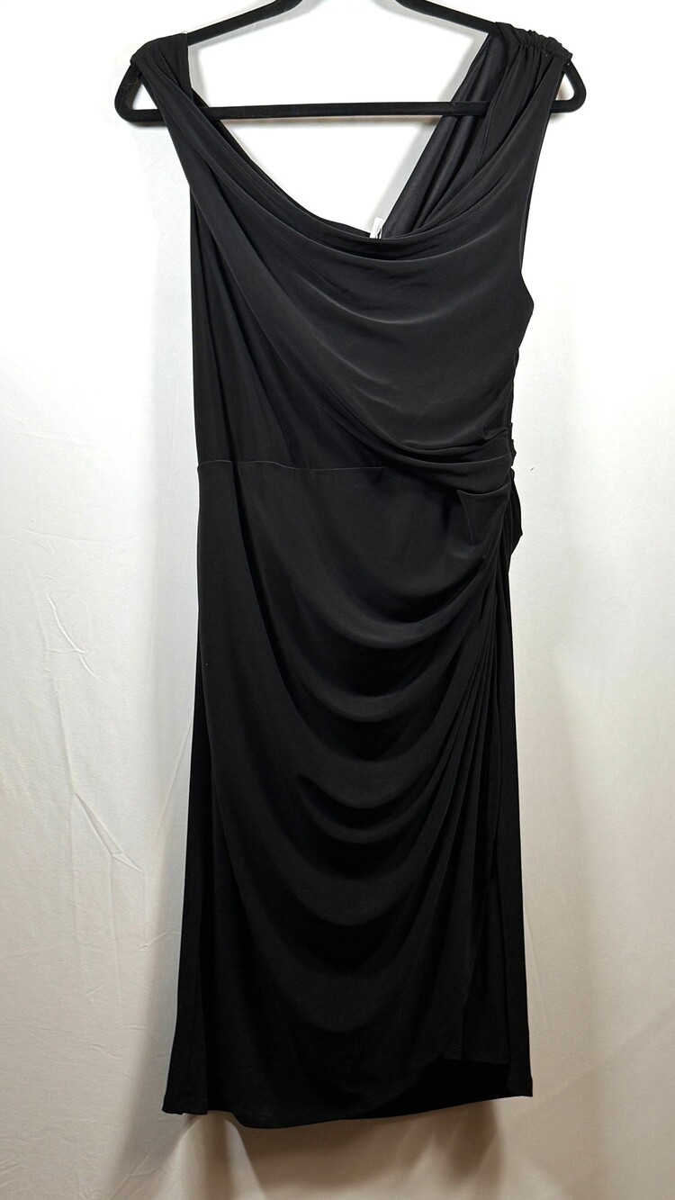 Cato J/M Dress Sleeveless Sheath Dress Size 14 Black Draped Neckline - Picture 2 of 5